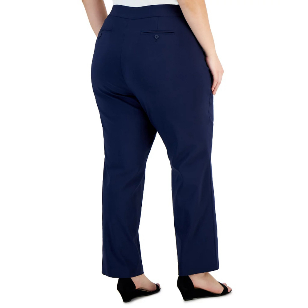 JM Collection Plus Size 18WP Curvy Fit Straight Leg Navy Blue Dress Pants NWT - Picture 2 of 7